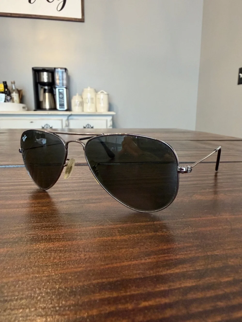 Ray-Ban Aviator Sunglasses - Silver Gunmetal Frame with Dark Smoked Out Lenses